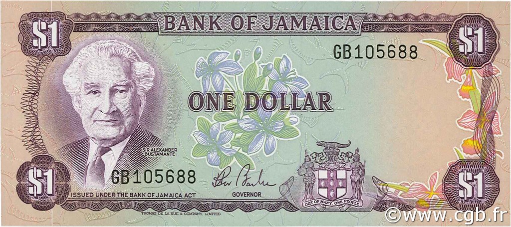1 Dollar JAMAICA  1982 P.64b UNC