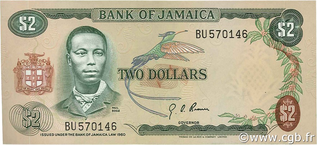 2 Dollars JAMAIKA  1970 P.55a VZ