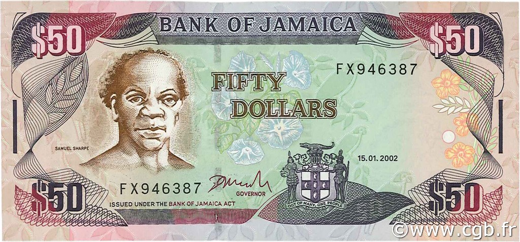 50 Dollars JAMAICA  2002 P.79c UNC-