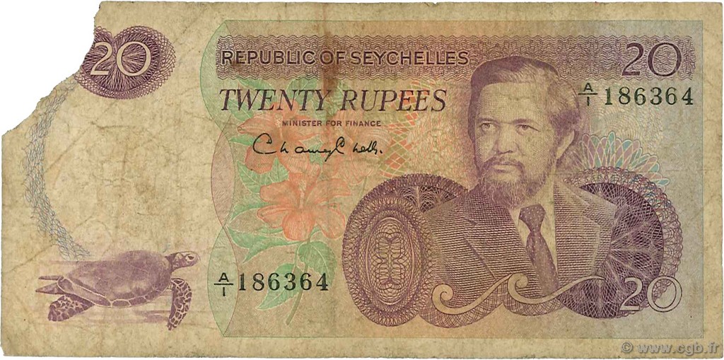 20 Rupees SEYCHELLES  1977 P.20a G