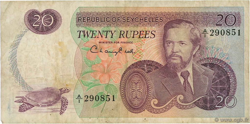 20 Rupees SEYCHELLEN  1977 P.20a S