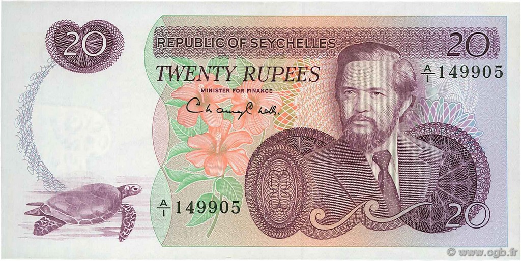 20 Rupees SEYCHELLEN  1977 P.20a VZ