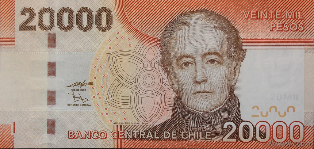 20000 Pesos CHILE  2009 P.165a UNC