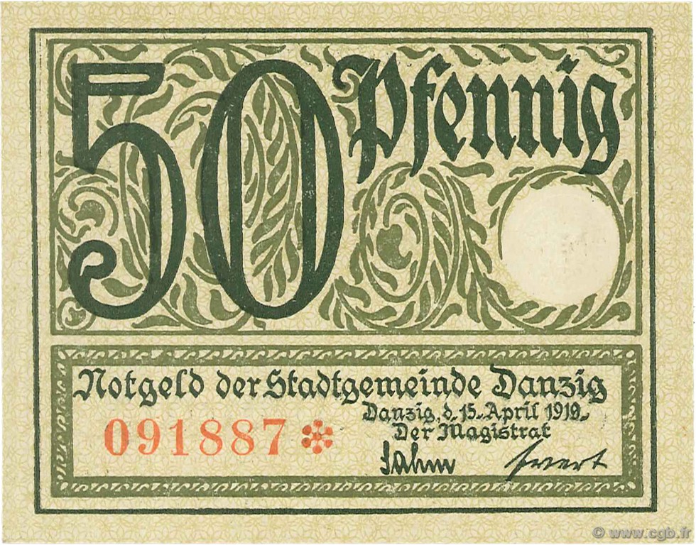 50 Pfennig DANTZIG  1919 P.12 UNC