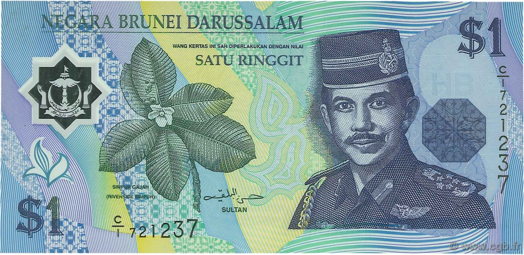 1 Ringgit - 1 Dollar BRUNEI  1996 P.22a ST