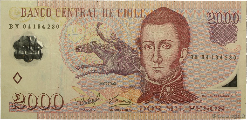 2000 Pesos CHILE  2004 P.160a VF