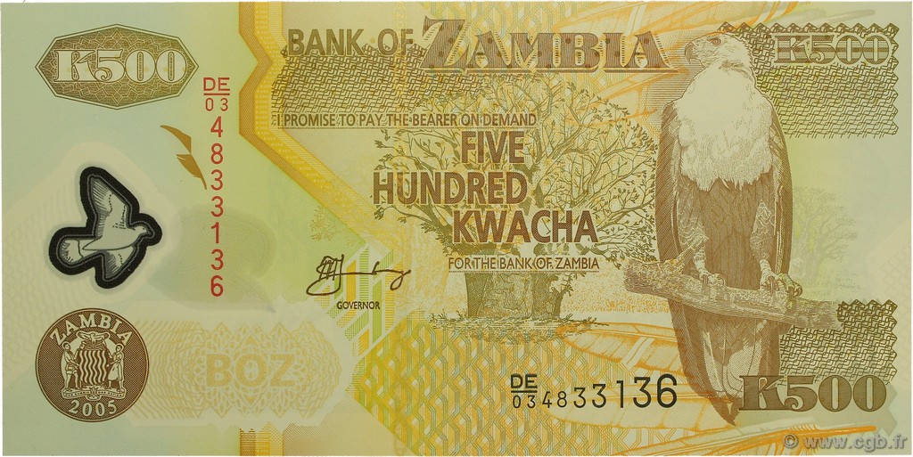 500 Kwacha SAMBIA  2005 P.43d ST