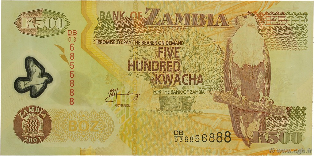 500 Kwacha SAMBIA  2003 P.43b VZ