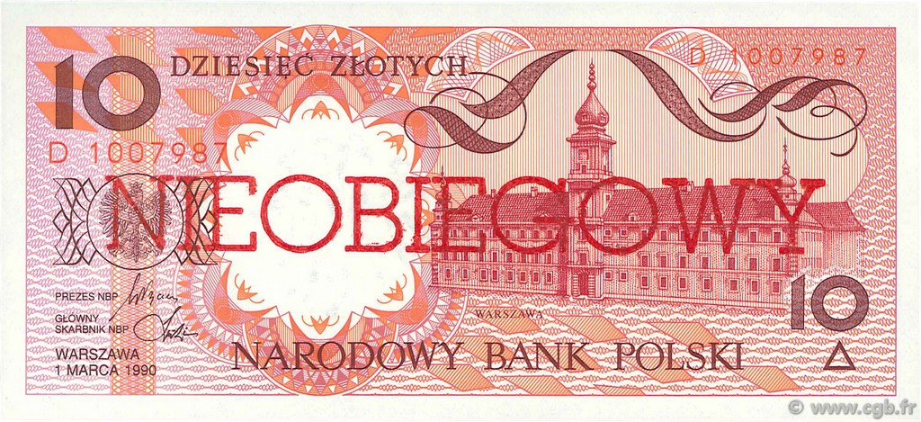 10 Zlotych POLAND  1990 P.167a UNC