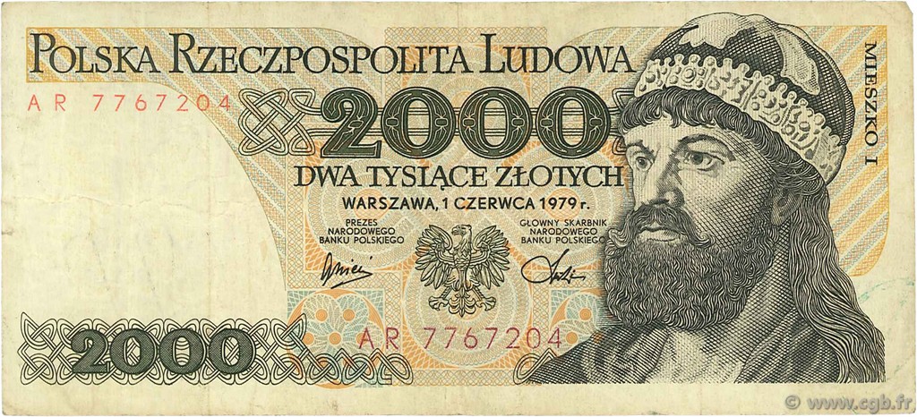 2000 Zlotych POLEN  1979 P.147b S
