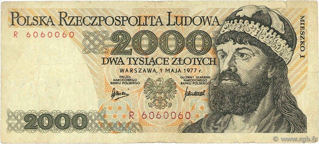 2000 Zlotych POLEN  1977 P.147a S