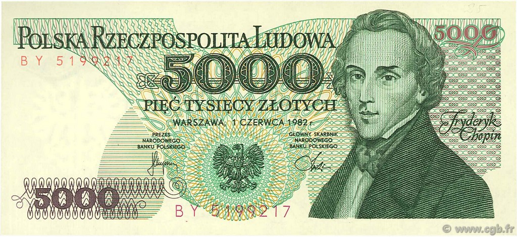 5000 Zlotych POLONIA  1982 P.150a FDC
