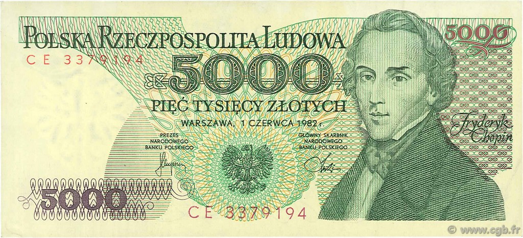 5000 Zlotych POLAND  1982 P.150a XF