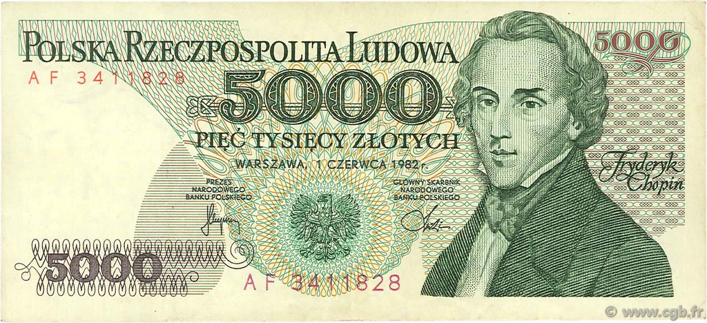 5000 Zlotych POLAND  1982 P.150a VF