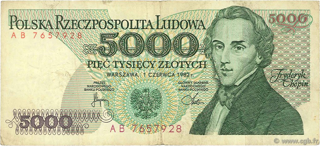 5000 Zlotych POLAND  1982 P.150a F