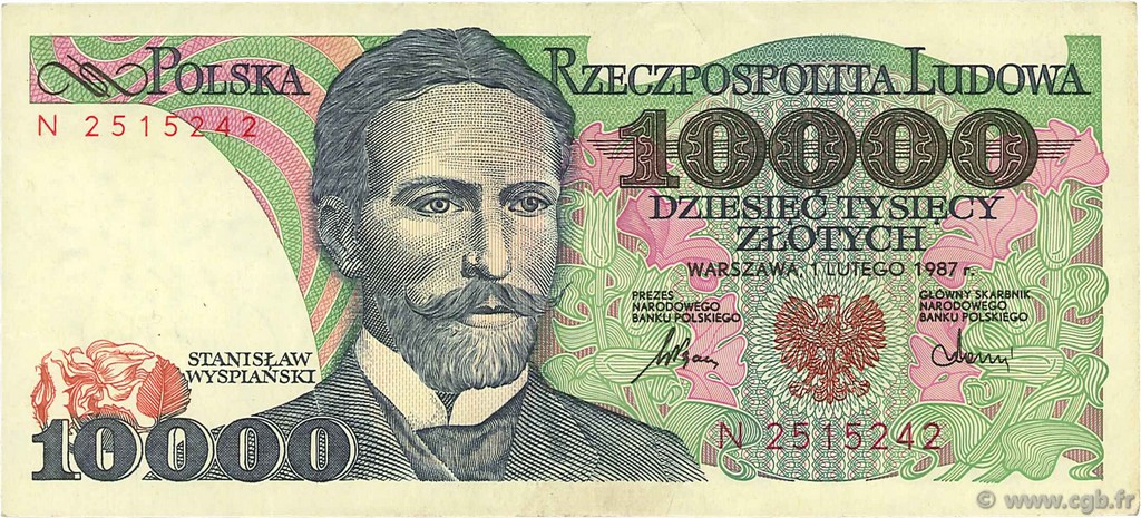 10000 Zlotych POLONIA  1987 P.151a MBC+