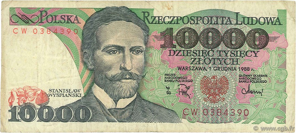 10000 Zlotych POLONIA  1988 P.151b MB