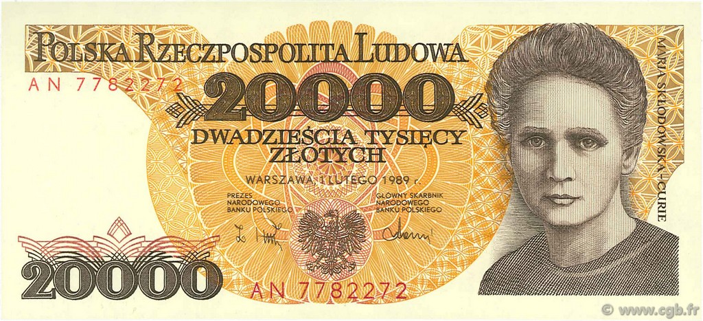 20000 Zlotych POLEN  1989 P.152a ST