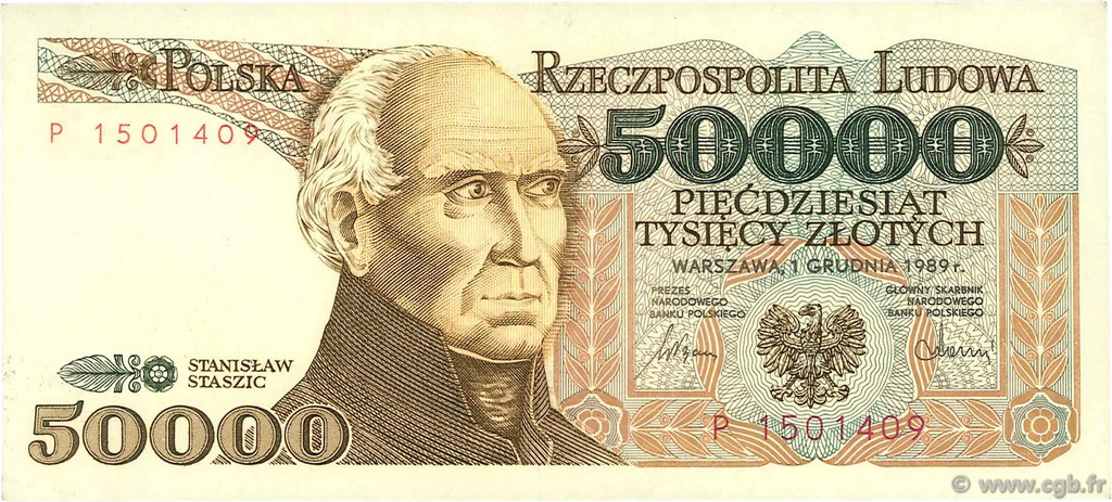 50000 Zlotych POLONIA  1989 P.153a AU