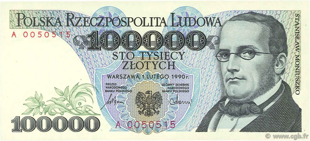 100000 Zlotych POLEN  1990 P.154a ST