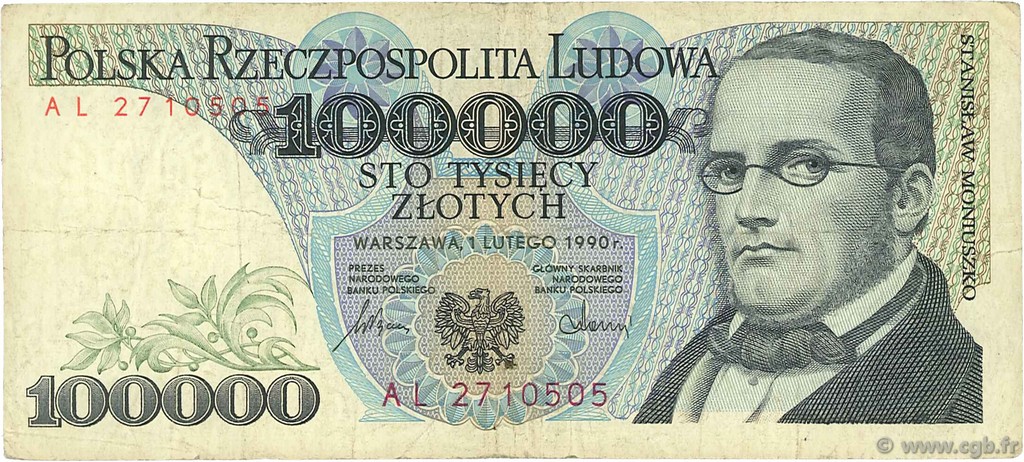 100000 Zlotych POLAND  1990 P.154a F