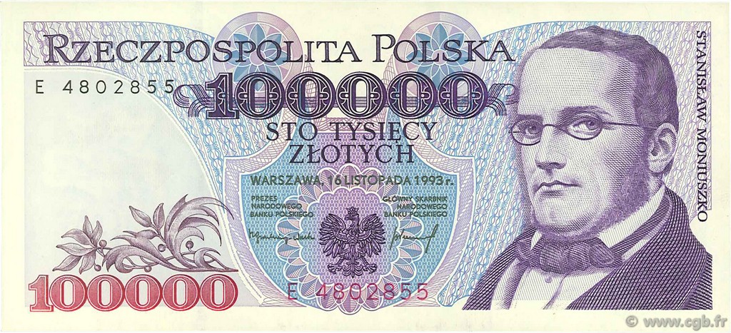 100000 Zlotych POLAND  1993 P.160a XF