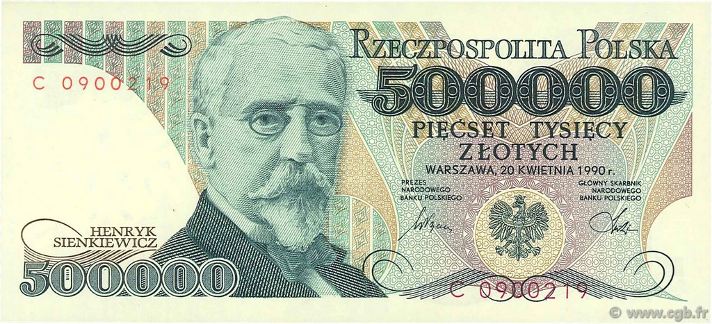 500000 Zlotych POLAND  1990 P.156a UNC