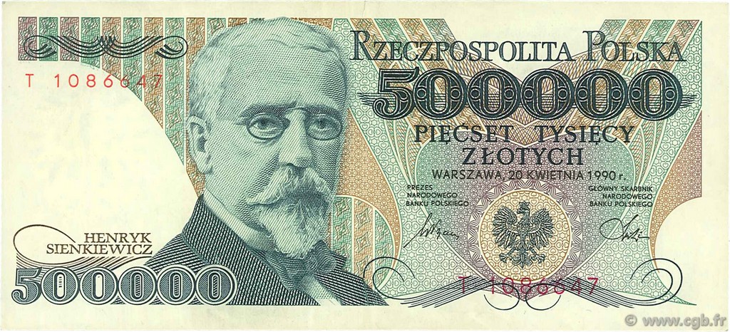 500000 Zlotych POLAND  1990 P.156a XF