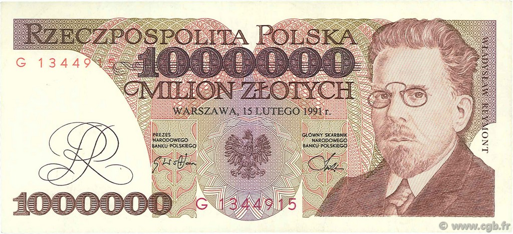 1000000 Zlotych POLAND  1991 P.157a XF+