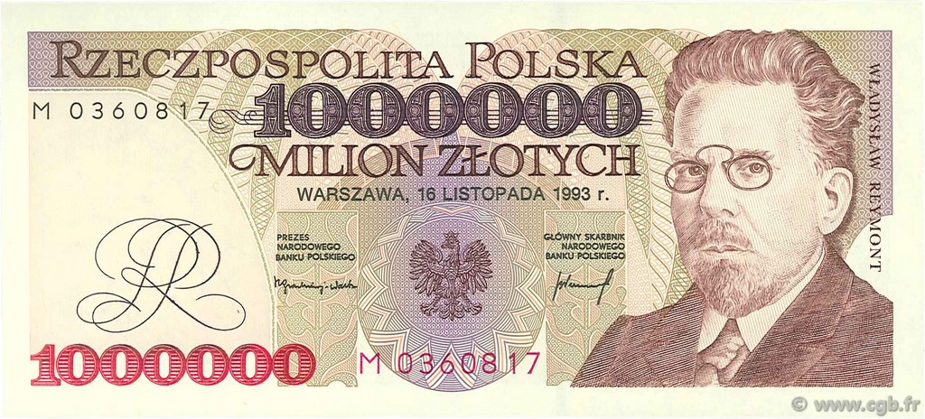1000000 Zlotych POLONIA  1993 P.162a q.FDC