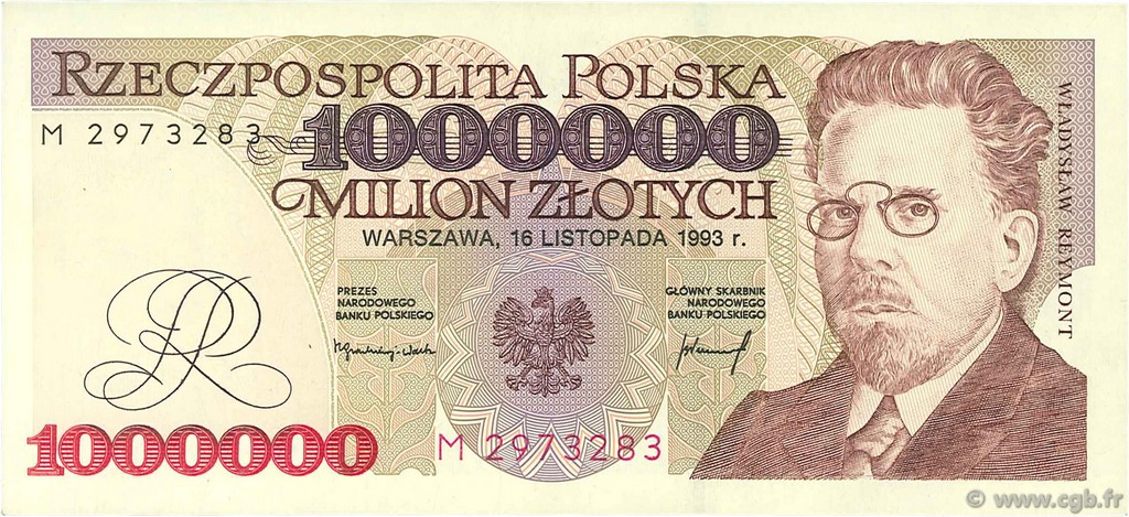 1000000 Zlotych POLAND  1993 P.162a AU