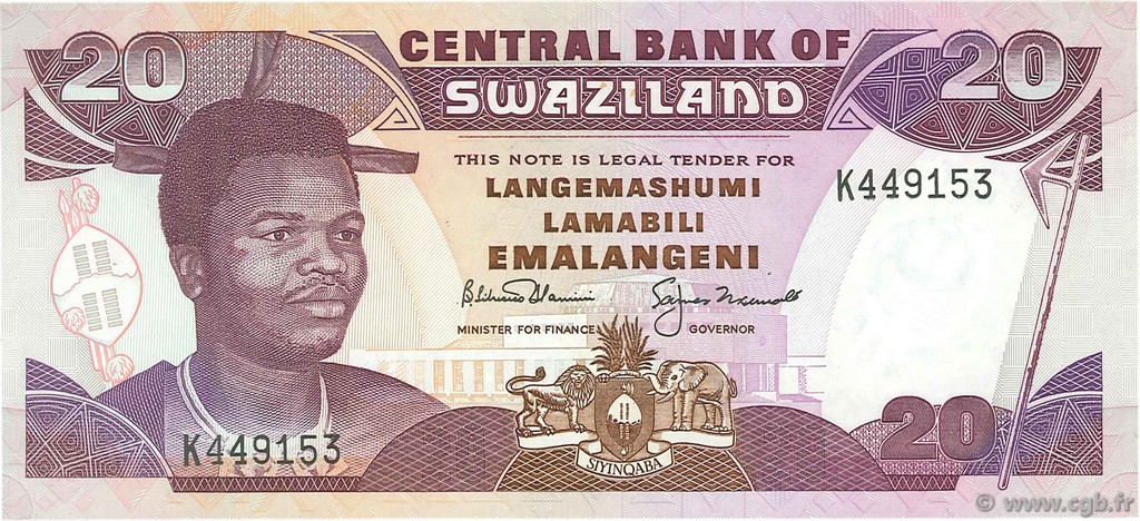 20 Emalangeni SWAZILAND  1992 P.21b FDC