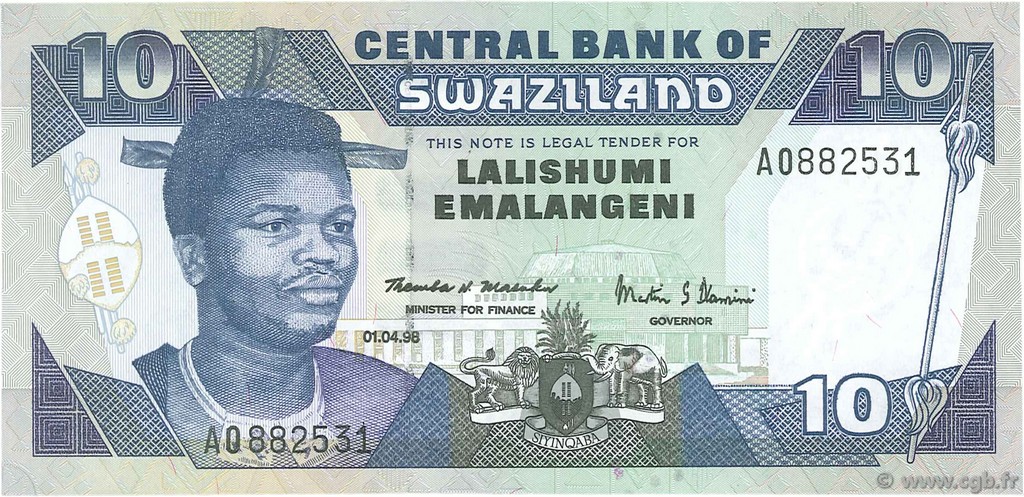 10 Emelangeni SWAZILAND  1998 P.24c FDC
