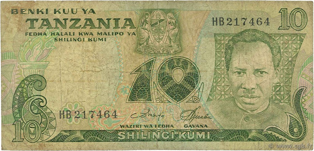 10 Shilingi TANZANIA  1978 P.06c G