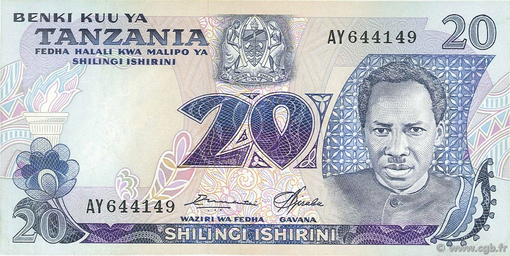 20 Shilingi TANSANIA  1978 P.07a SS
