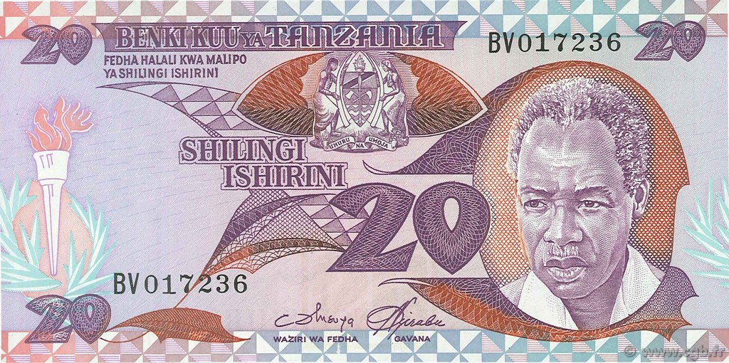 20 Shilingi TANZANIA  1985 P.09 FDC