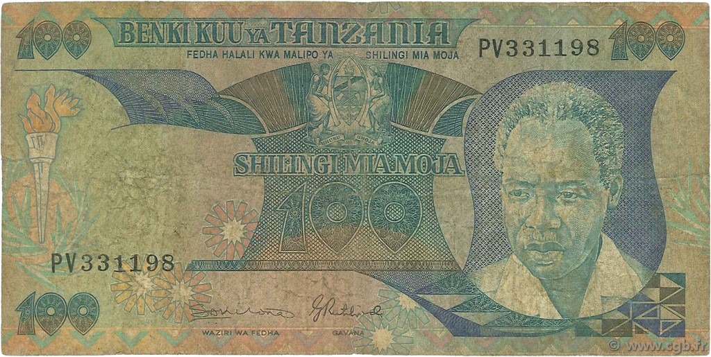 100 Shilingi TANSANIA  1986 P.14b SGE