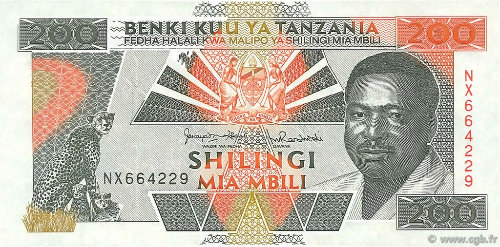 200 Shilingi TANZANIA  1993 P.25b XF