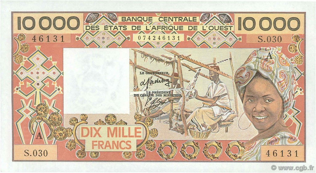 10000 Francs ESTADOS DEL OESTE AFRICANO  1986 p.109Ah SC+