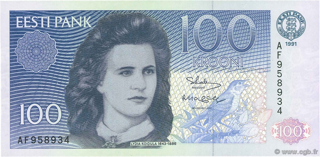 100 Krooni ESTONIA  1991 P.74a SC+