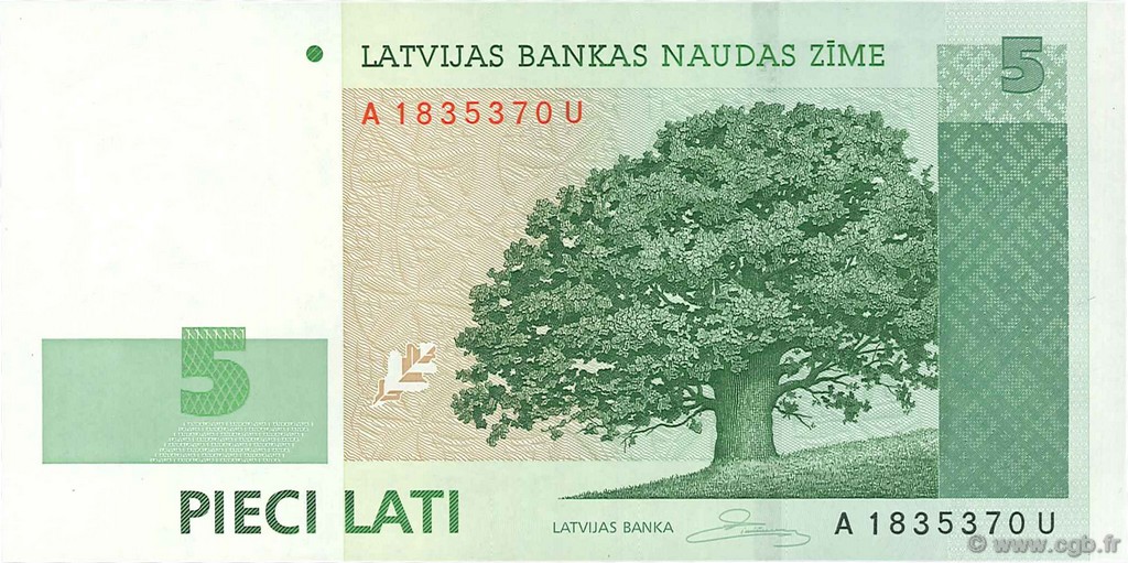 5 Lati LATVIA  2007 P.53b UNC