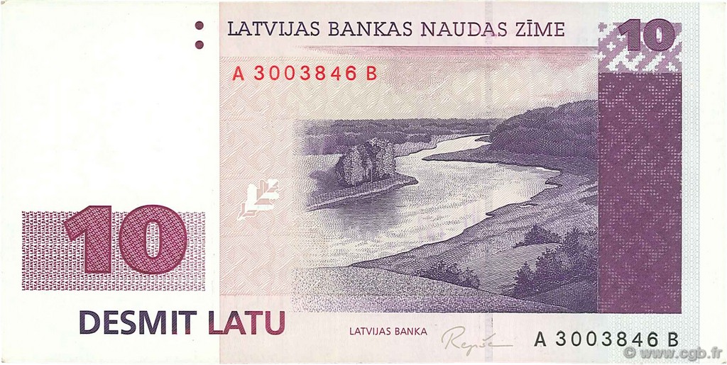 10 Latu LATVIA  1992 P.49 XF