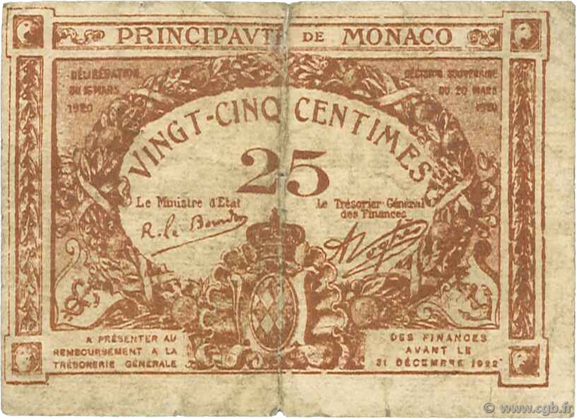 25 Centimes MONACO  1920 P.01a fS