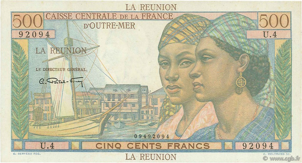 500 Francs Pointe à Pitre REUNION ISLAND  1946 P.46a XF