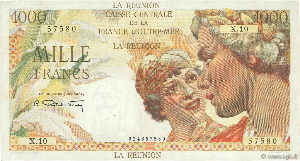 1000 Francs Union Française REUNION INSEL  1946 P.47a SS