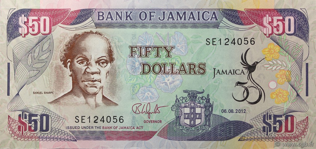 50 Dollars JAMAICA  2012 P.89 UNC