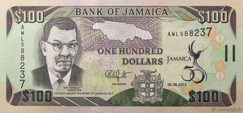 100 Dollars GIAMAICA  2012 P.90 FDC