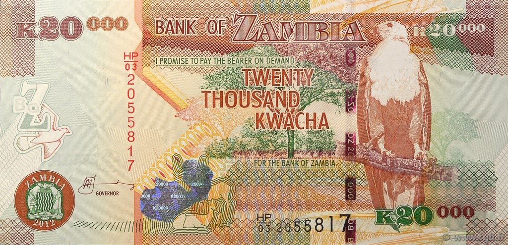 20000 Kwacha ZAMBIA  2012 P.47h UNC