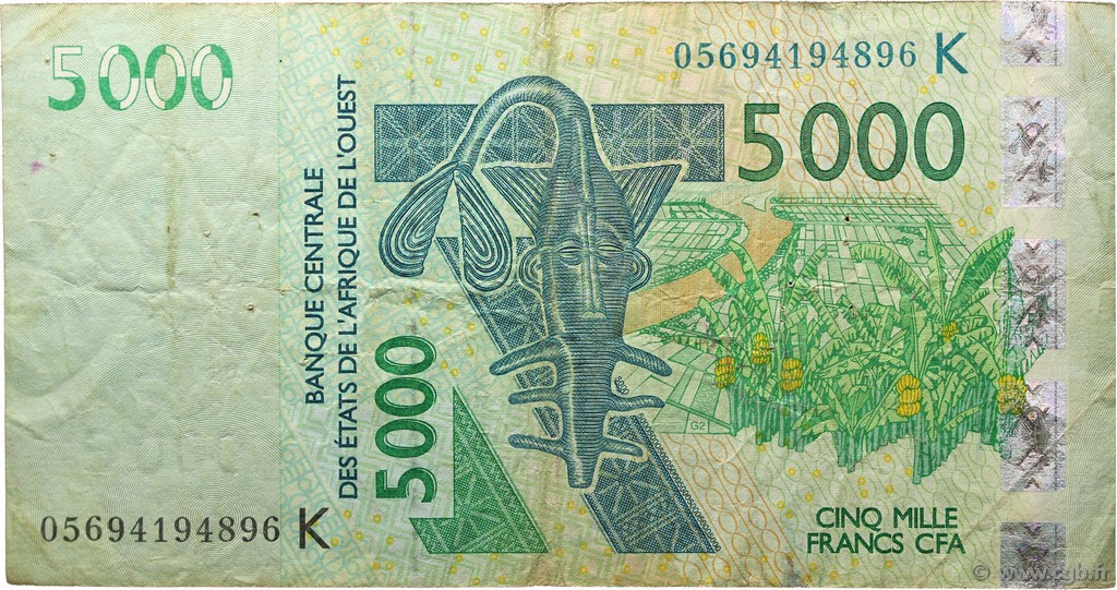 5000 Francs WEST AFRICAN STATES  2005 P.717Kc F