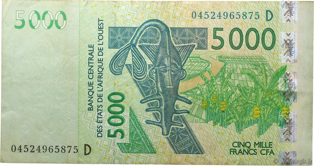 5000 Francs ESTADOS DEL OESTE AFRICANO  2004 P.417Db MBC